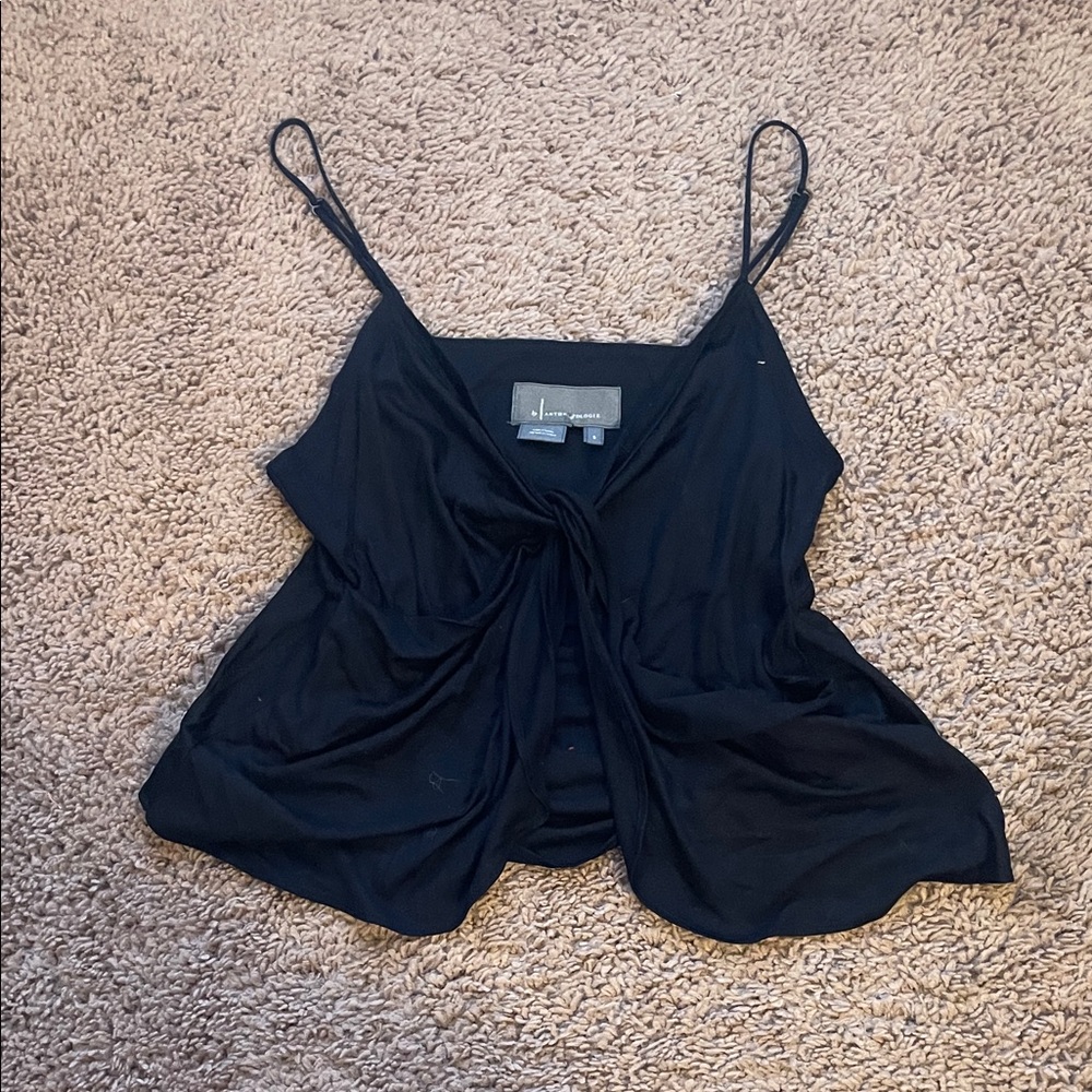 Anthropologie Black Twist-Front Spaghetti Strap Cami - Picture 2 of 4